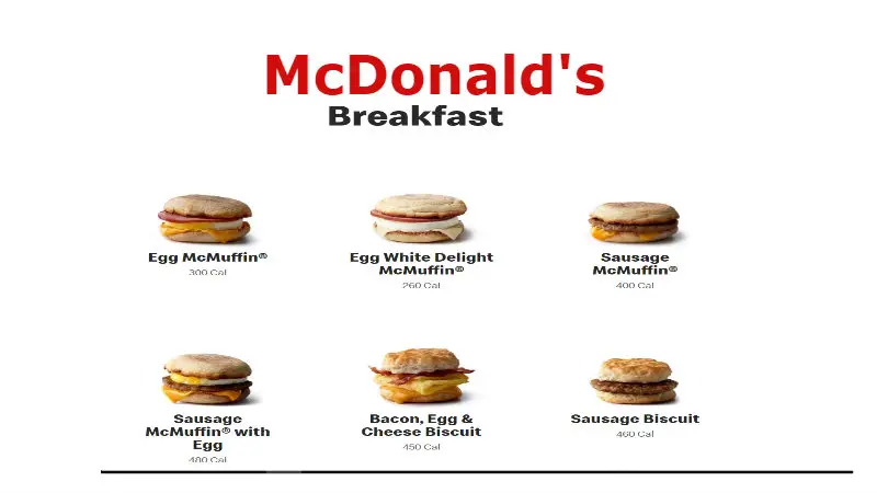 mcdonalds breakfast menu calories