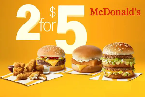 McDonalds Menu 2 for $5