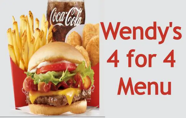 Wendys 4 for 4 menu